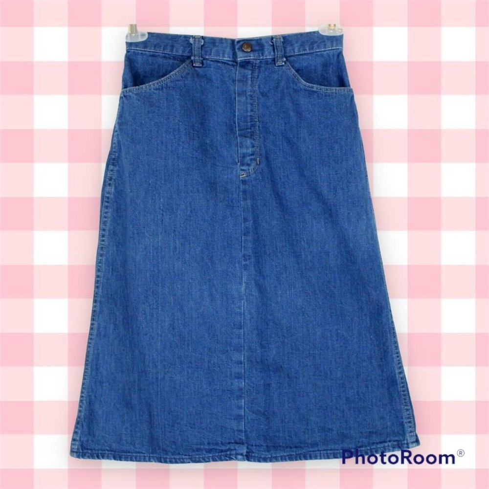 Vintage denim midi skirt